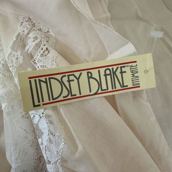 Vtg 80's Lindsey Blake Cotton Blend Pink Puffy Sleeve Lace Victorian Nightgown L - Picture 8 of 8